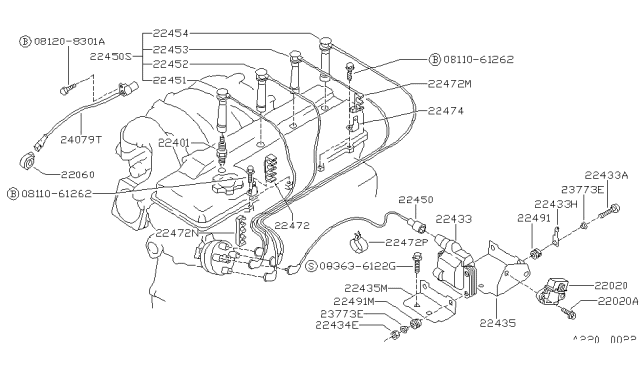 1991 Nissan 240SX Bracket-Ignition Coil Diagram for 22435-53F01