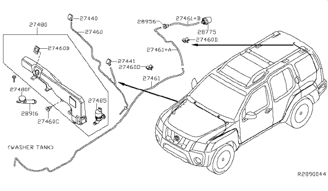 2013 Nissan Xterra Tank Assy-Windshield Washer Diagram for 28910-ZL00B