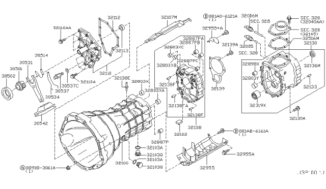 2005 Nissan Xterra Transmission Case & Clutch Release Diagram 3