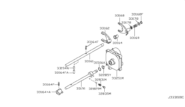 2008 Nissan Xterra Shaft-Cross Shift Diagram for 33190-EA301