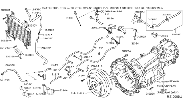 2013 Nissan Xterra Auto Transmission,Transaxle & Fitting Diagram 4