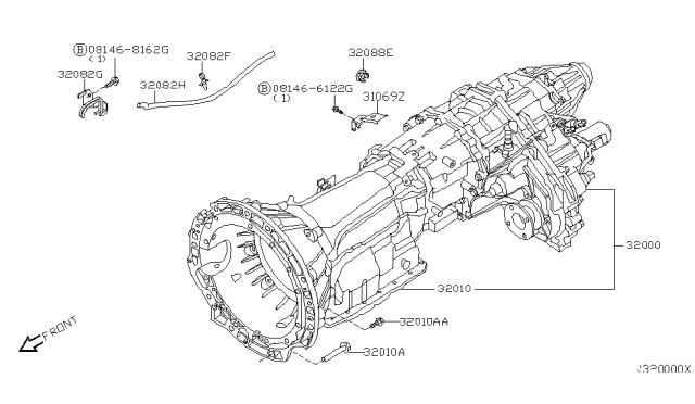 2006 Nissan Xterra Manual Transmission, Transaxle & Fitting Diagram