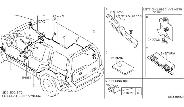 2005 Nissan Xterra Harness Assembly-Body Diagram for 24014-EA010