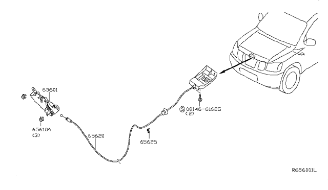 2008 Nissan Xterra Hood Lock Control Diagram 1