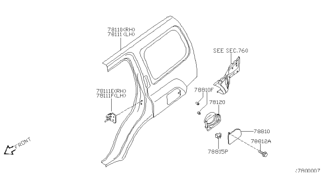 2005 Nissan Xterra Rear Fender & Fitting Diagram