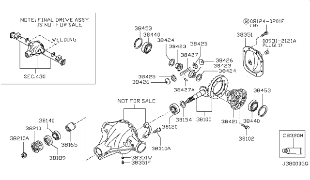 2015 Nissan Xterra Cover-Rear Diagram for 38350-EC01A