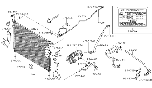 2009 Nissan Xterra Condenser,Liquid Tank & Piping Diagram