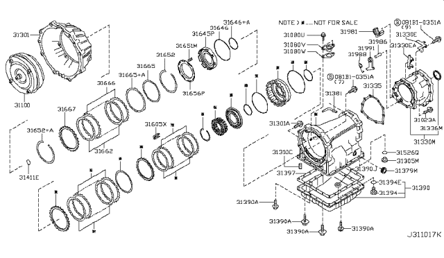 2008 Nissan Xterra Torque Converter,Housing & Case Diagram 1