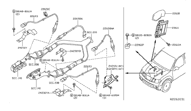 2008 Nissan Xterra Engine Control Module Diagram for 23710-ZP17A