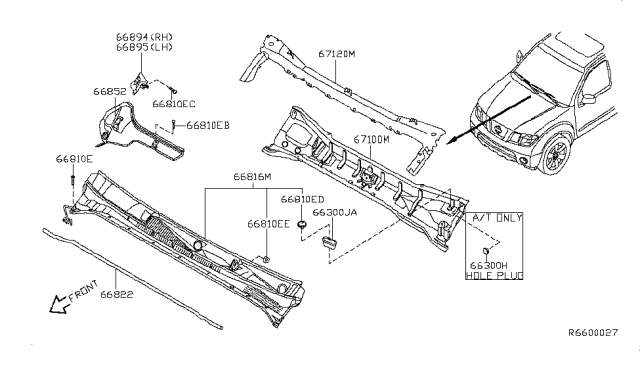 2012 Nissan Xterra Cowl Top & Fitting Diagram