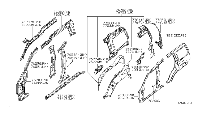 2005 Nissan Xterra Body Side Panel Diagram