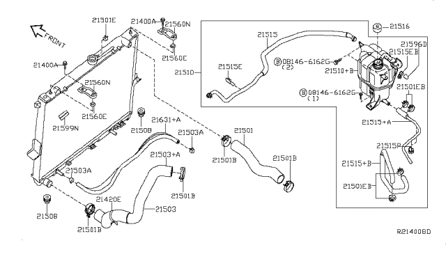 2009 Nissan Xterra Radiator,Shroud & Inverter Cooling Diagram 3