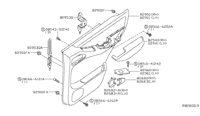 2011 Nissan Xterra Rear Door Trimming Diagram