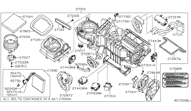 2014 Nissan Xterra Case Assembly Front Heater Unit Diagram for 27120-ZL80C