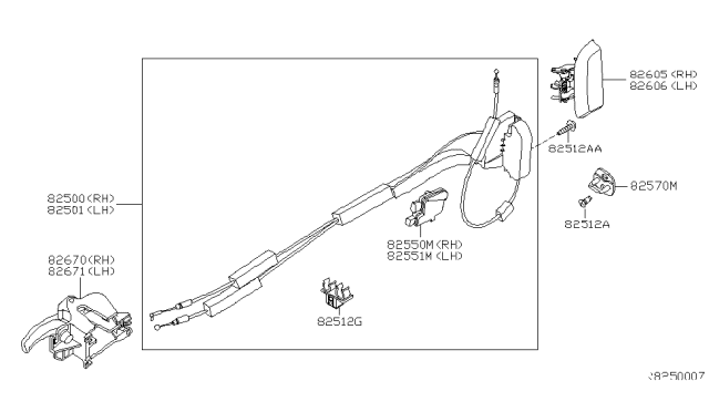 2005 Nissan Xterra Rear Left Driver Door Lock Actuator Diagram for 82501-EA010