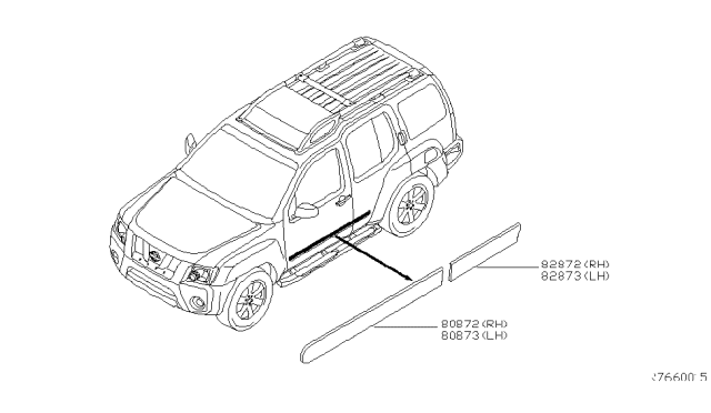 2007 Nissan Xterra Body Side Molding Diagram