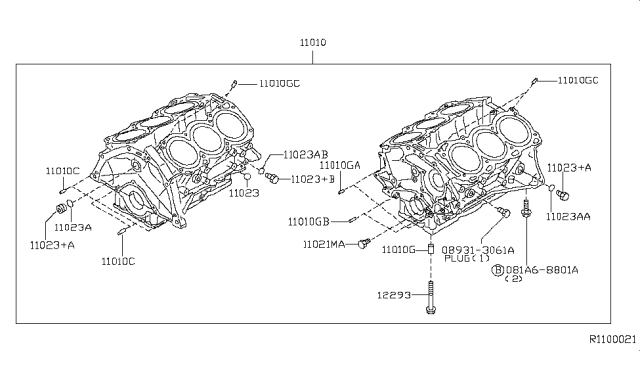 2006 Nissan Xterra Cylinder Block & Oil Pan Diagram 1