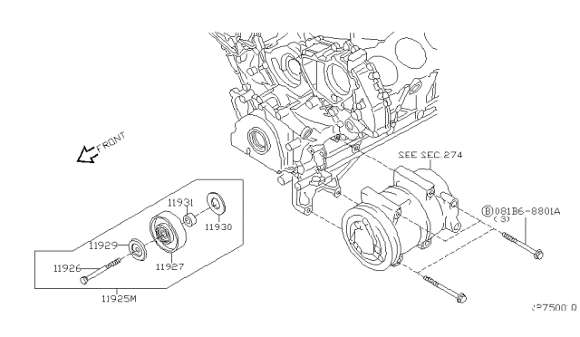 2005 Nissan Xterra Shaft Diagram for 11928-EA200