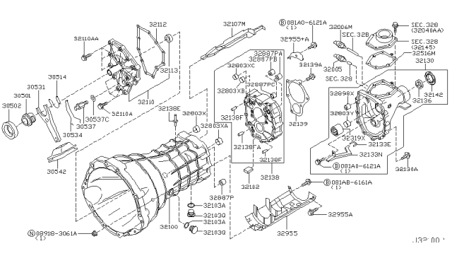 2005 Nissan Xterra Transmission Case & Clutch Release Diagram 1