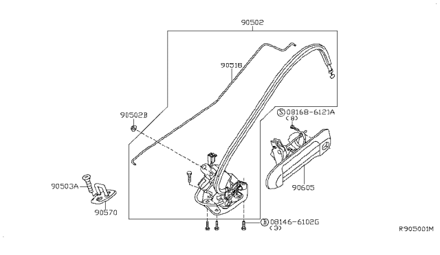 2011 Nissan Xterra Back Door Lock & Handle Diagram