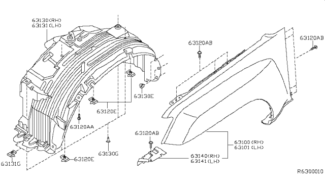 2005 Nissan Xterra Front Fender & Fitting Diagram 1