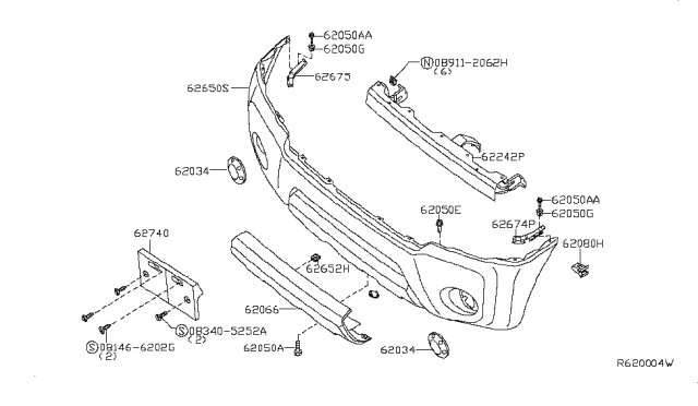 2008 Nissan Xterra Front Bumper Diagram 1