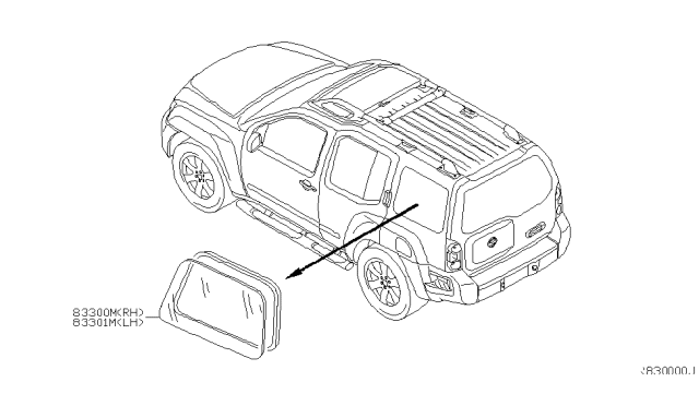 2005 Nissan Xterra Glass Assy-Side Window,RH Diagram for 83306-EA00A