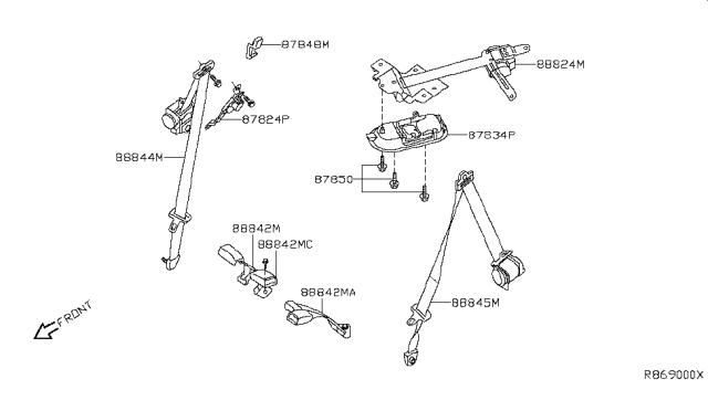 2005 Nissan Xterra Rear Seat Belt Diagram