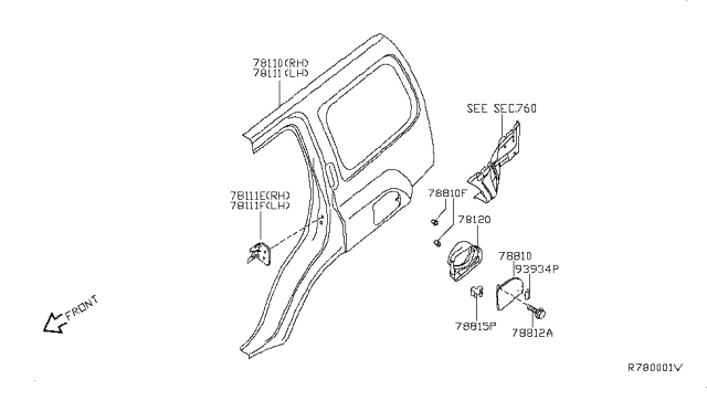 2010 Nissan Xterra Rear Fender & Fitting Diagram