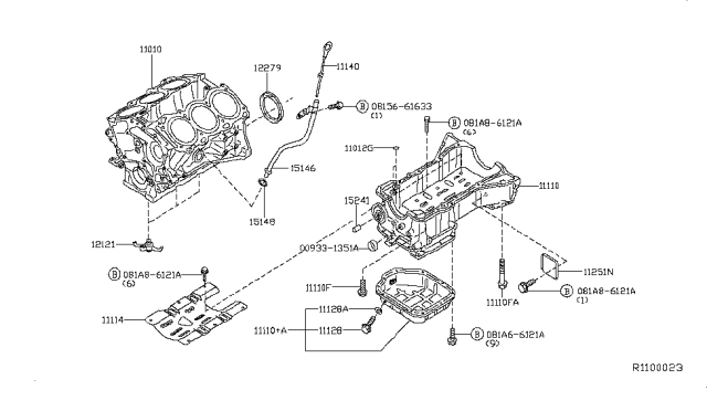 2010 Nissan Xterra Cylinder Block & Oil Pan Diagram 2