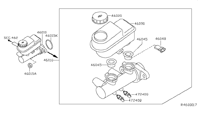 2009 Nissan Xterra Brake Master Cylinder Diagram