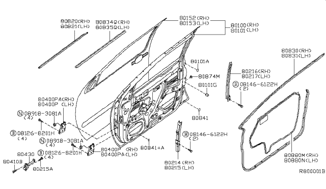 2005 Nissan Xterra Front Door Panel & Fitting - Diagram 1