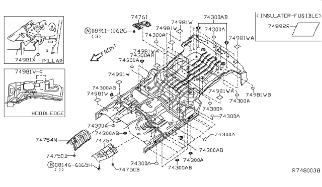 2014 Nissan Xterra Floor Fitting Diagram 1