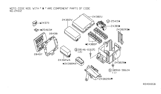 2008 Nissan Xterra Cover-FUSIBLE Link Holder Diagram for 24382-EA020