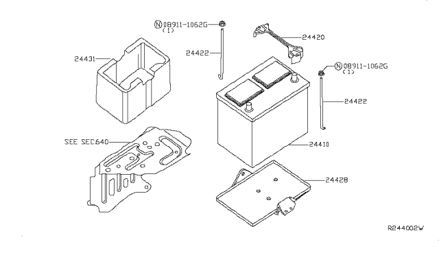 2012 Nissan Xterra Battery & Battery Mounting Diagram 2