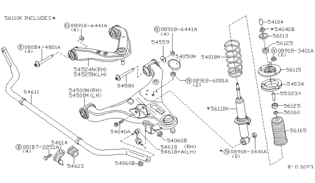 2008 Nissan Xterra Bush-Stabilizer Diagram for 54613-EA000