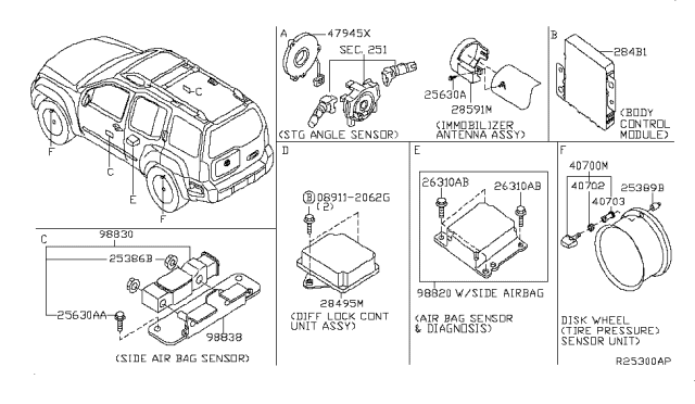 2015 Nissan Xterra Body Control Module Controller Assembly Diagram for 284B1-9CF3C