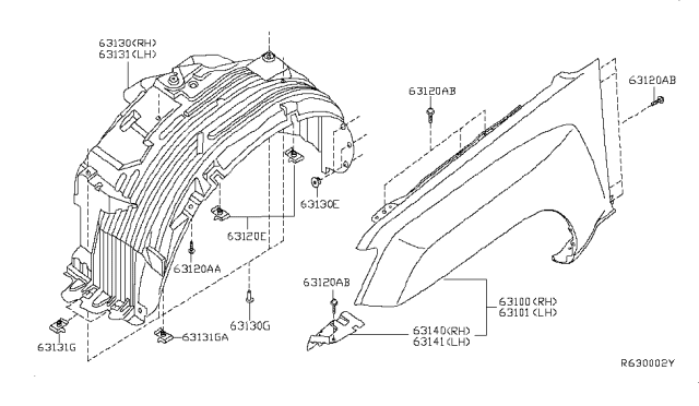 2011 Nissan Xterra Front Fender & Fitting Diagram