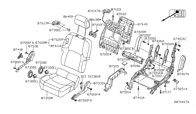 2005 Nissan Xterra Trim Assy-Back,Front Seat Diagram for 87620-EA473