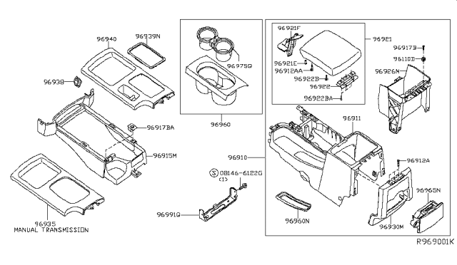 2008 Nissan Xterra Boot Console Diagram for 96934-EA002