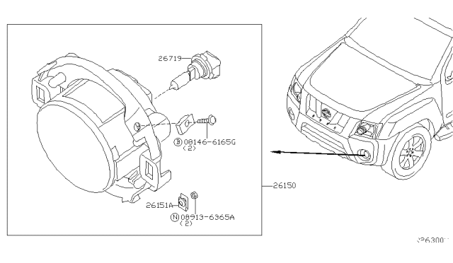 2006 Nissan Xterra Fog,Daytime Running & Driving Lamp Diagram 1