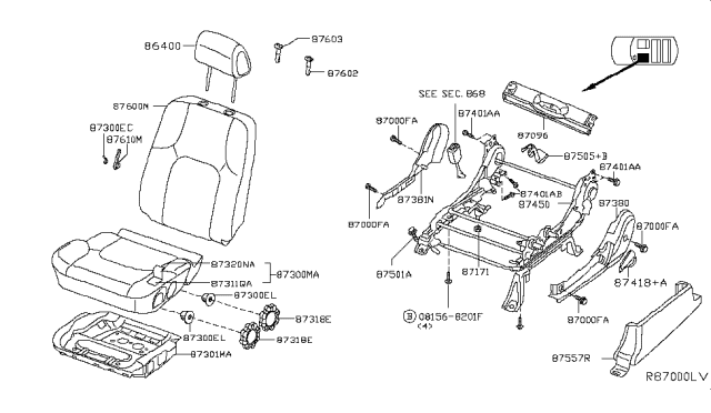 2011 Nissan Xterra Front Seat Diagram 1