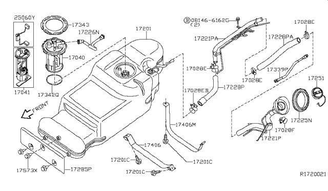 2006 Nissan Xterra Hose-Filler Diagram for 17228-EA005