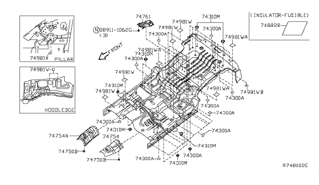 2008 Nissan Xterra Floor Fitting Diagram 1