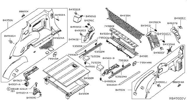 2015 Nissan Xterra Trunk & Luggage Room Trimming Diagram