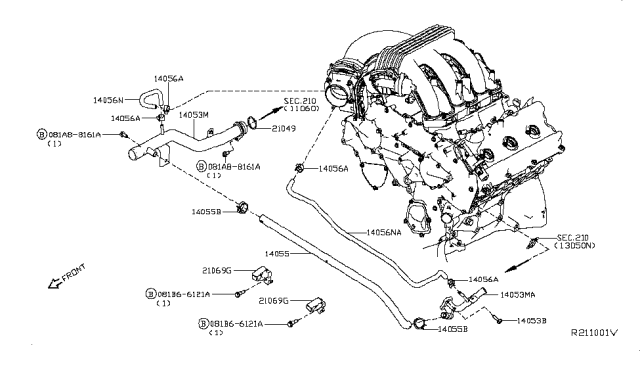 2014 Nissan Xterra Water Hose & Piping Diagram