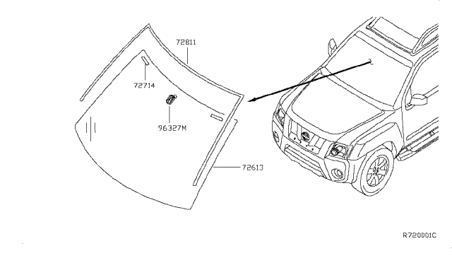 2008 Nissan Xterra Front Windshield Diagram
