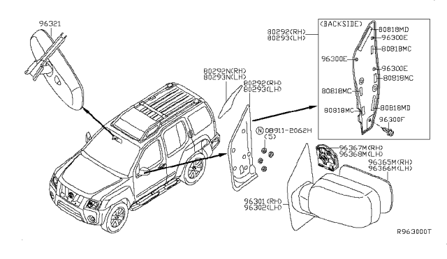 2006 Nissan Xterra Rear View Mirror Diagram 1