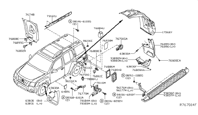 2009 Nissan Xterra Body Side Fitting Diagram 1