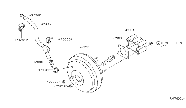 2005 Nissan Xterra Brake Servo & Servo Control Diagram